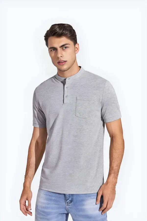 Henley T-shirt- Light Grey
