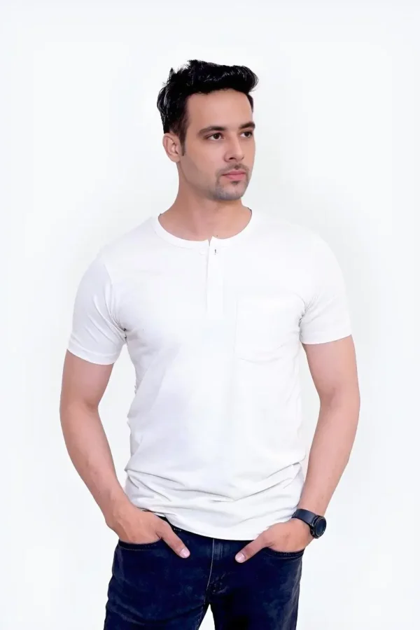 Henley T-shirt- White